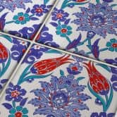 Fliesenaufkleber Orientalischer Blumenkranz - Blau - 12er Set 