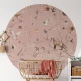 Children's room Wall Mural Playful forest animals on branches - Kikki Belle - Round - Self-adhesive/non-woven 