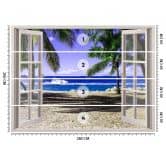 Fototapete Fenster mit Blick auf einen tropischen Strand 