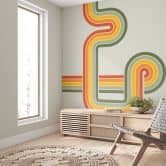Wandtattoo Retro Streifen | Regenbogenfarben 
