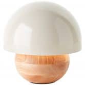 Tischleuchte Lorena, beige, 20,2 x 20 cm, Holz Pilzleuchte 