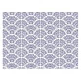Fliesenaufkleber Geometrische Bögen mit floralem Muster in blau - 12er Set 