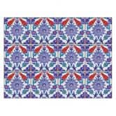 Fliesenaufkleber Orientalischer Blumenkranz - Blau - 12er Set 