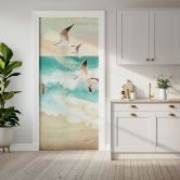 Türfolie Möwen am Strand - SpaceFrog Designs - Selbstklebende Türdeko 