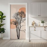 Türfolie Sonne und Mond in Orange - Kubistika - Selbstklebende Türdeko 